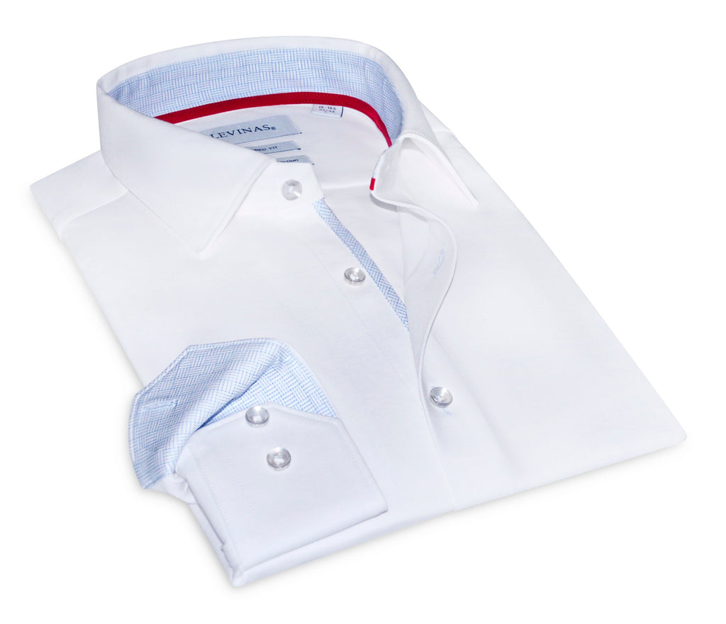 Kenneth// Fitted Cotton Knit-Stretch Button-Up Shirt - White