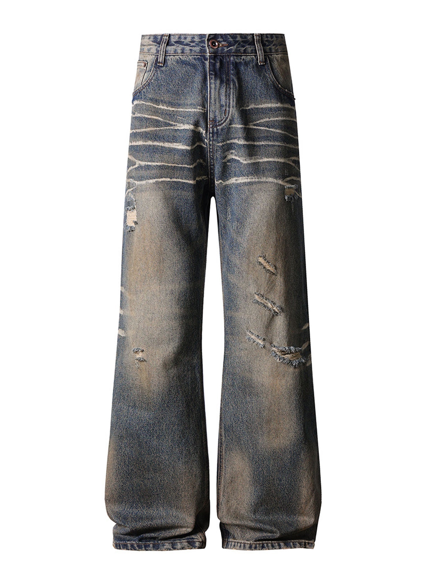 SANDWASH DISTRESSED BOOTCUT DENIM JEANS