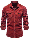 Men's Collared Neck Button Down Shirt w/Chest Pockets