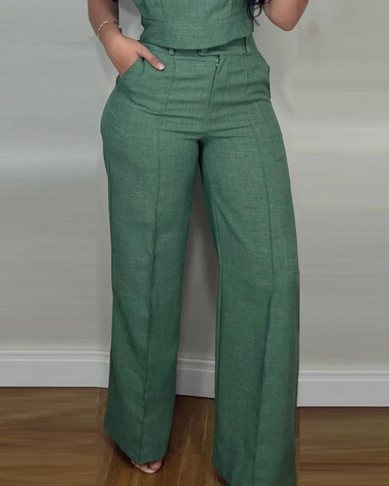 Elegant Sleeveless Top & Trousers Set