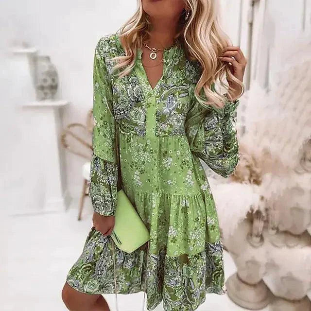 Chic Pleated Long Sleeve Dress