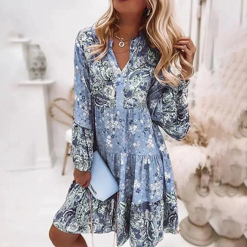 Chic Pleated Long Sleeve Dress