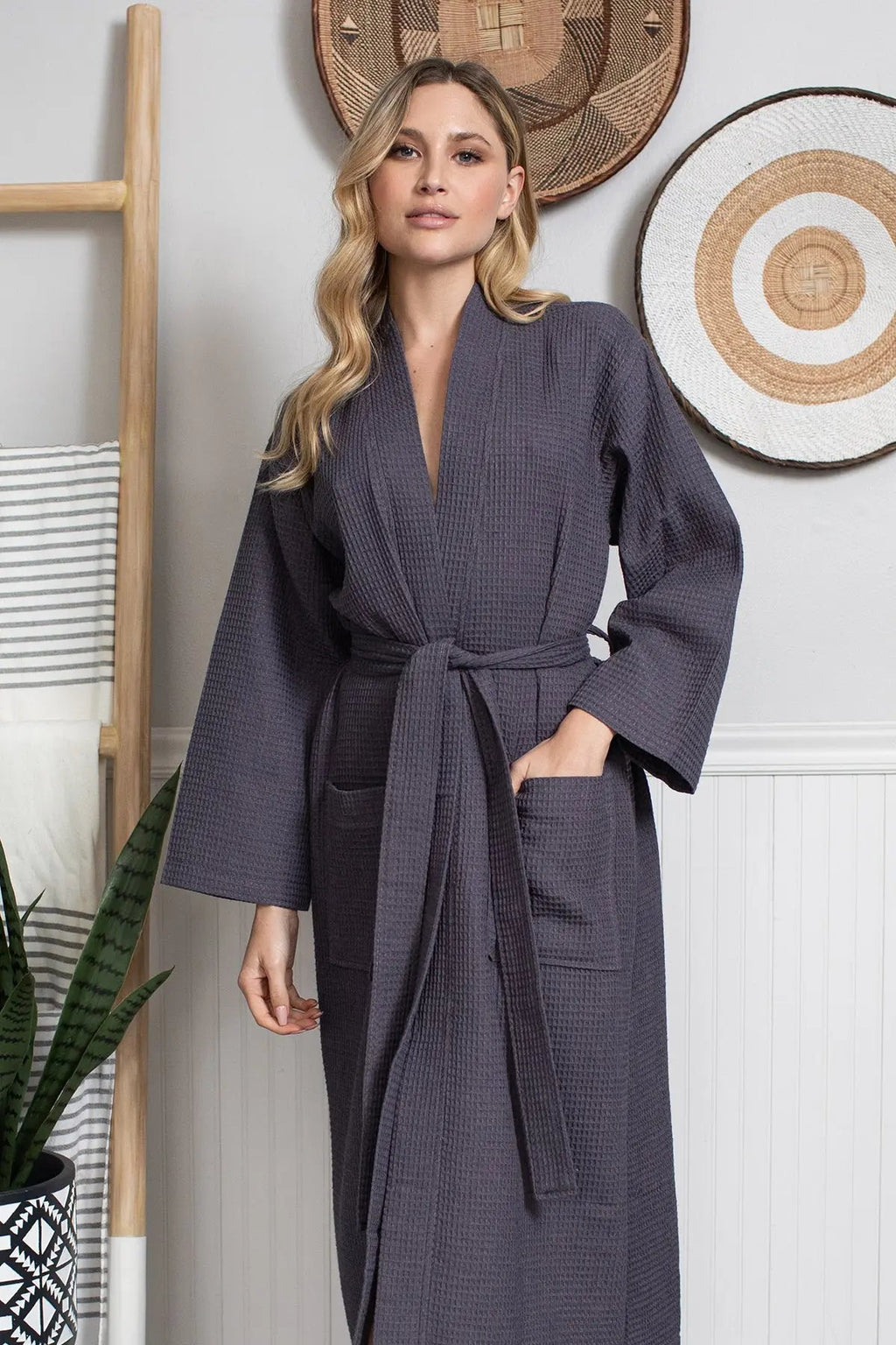 Women's Lightweight Waffle Robe, Quick-Dry Spa Comfort