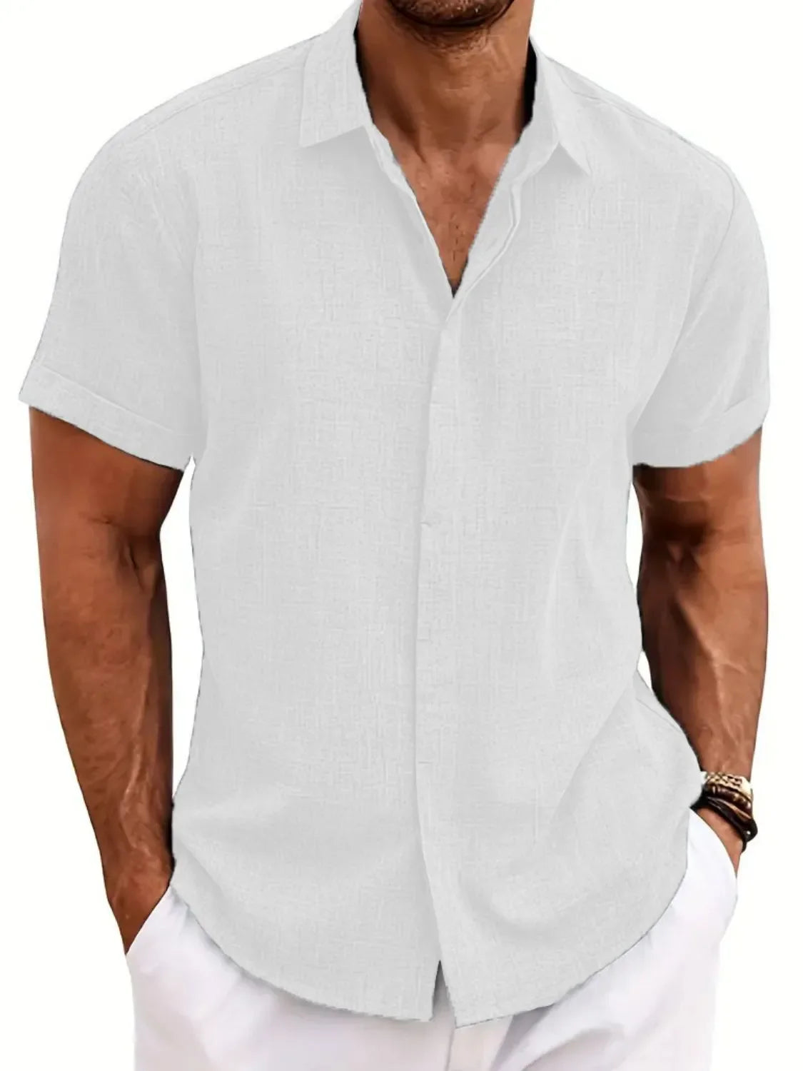 Men's Collared Neck Short Sleeve Shirt