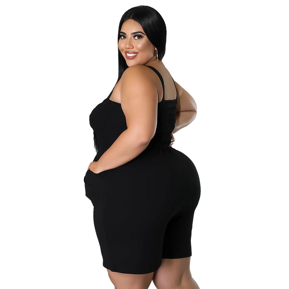 Fashionable Solid-Color Slim-Fit Ruched Backless Romper