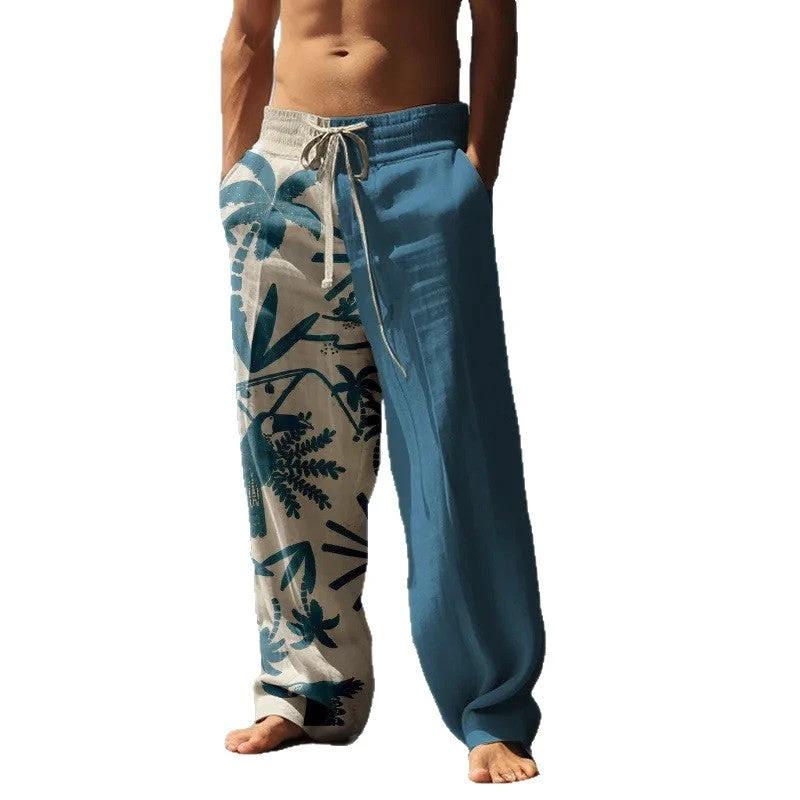 Men's Casual Drawstring Beach Wide Leg Pants
