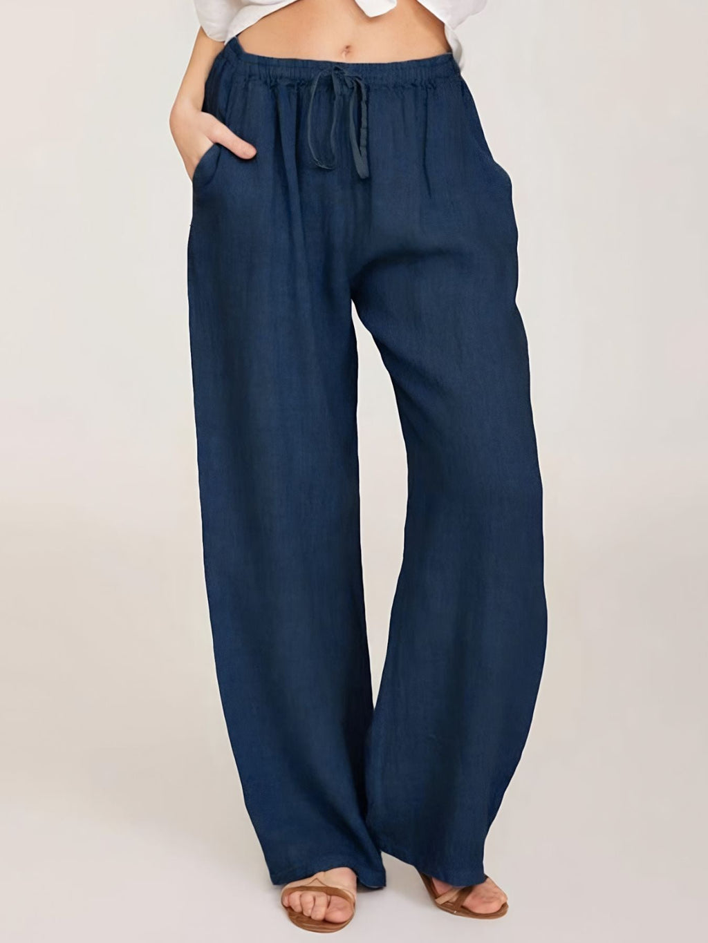 Drawstring Wide Leg Pants