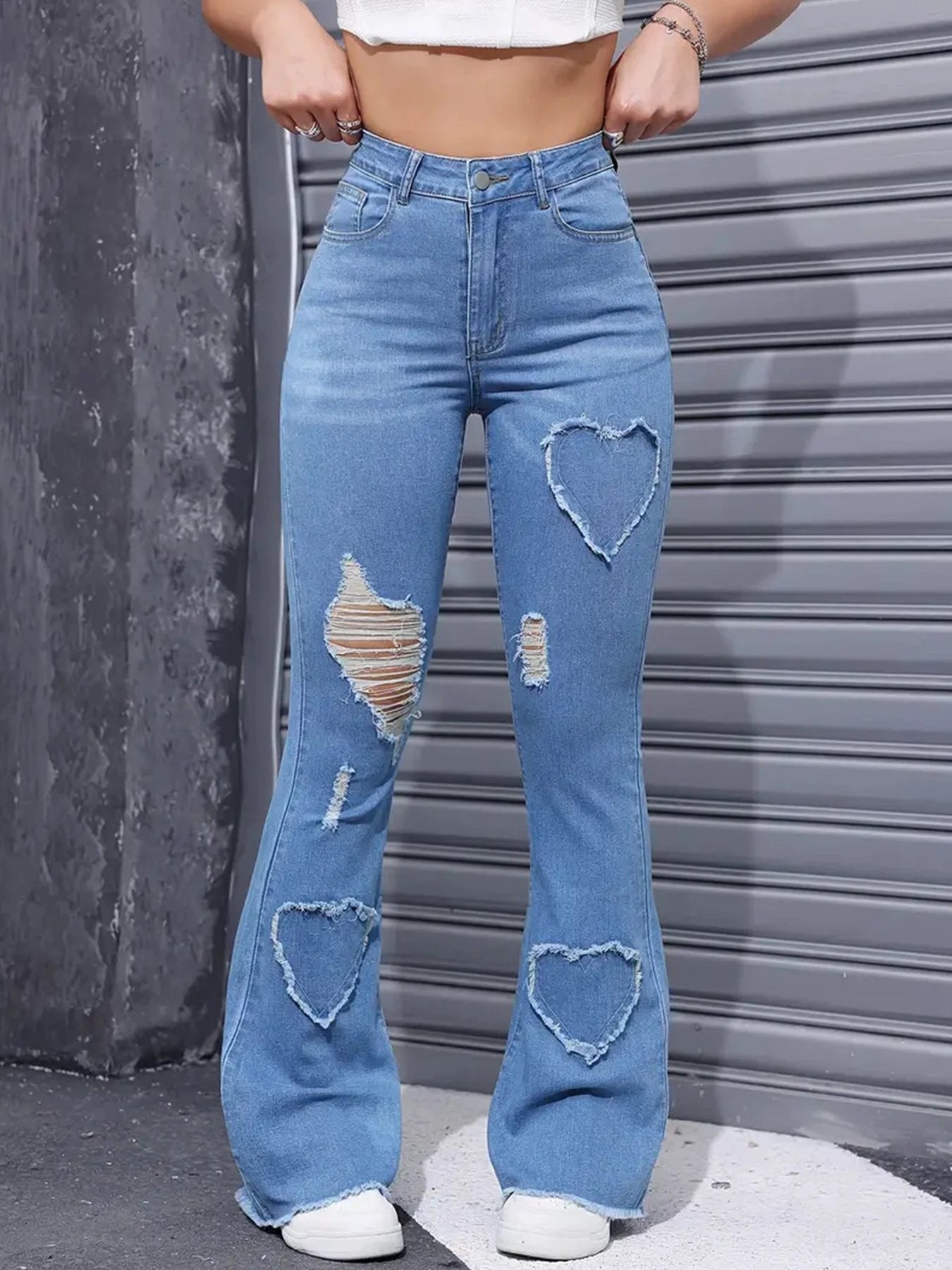 High Waist Stretch Flared Jeans