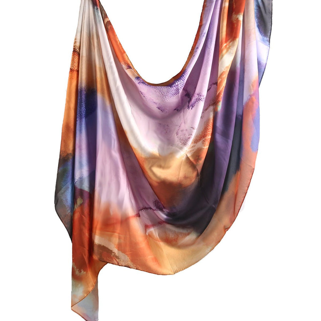Elegant Satin Marble Print Hijab