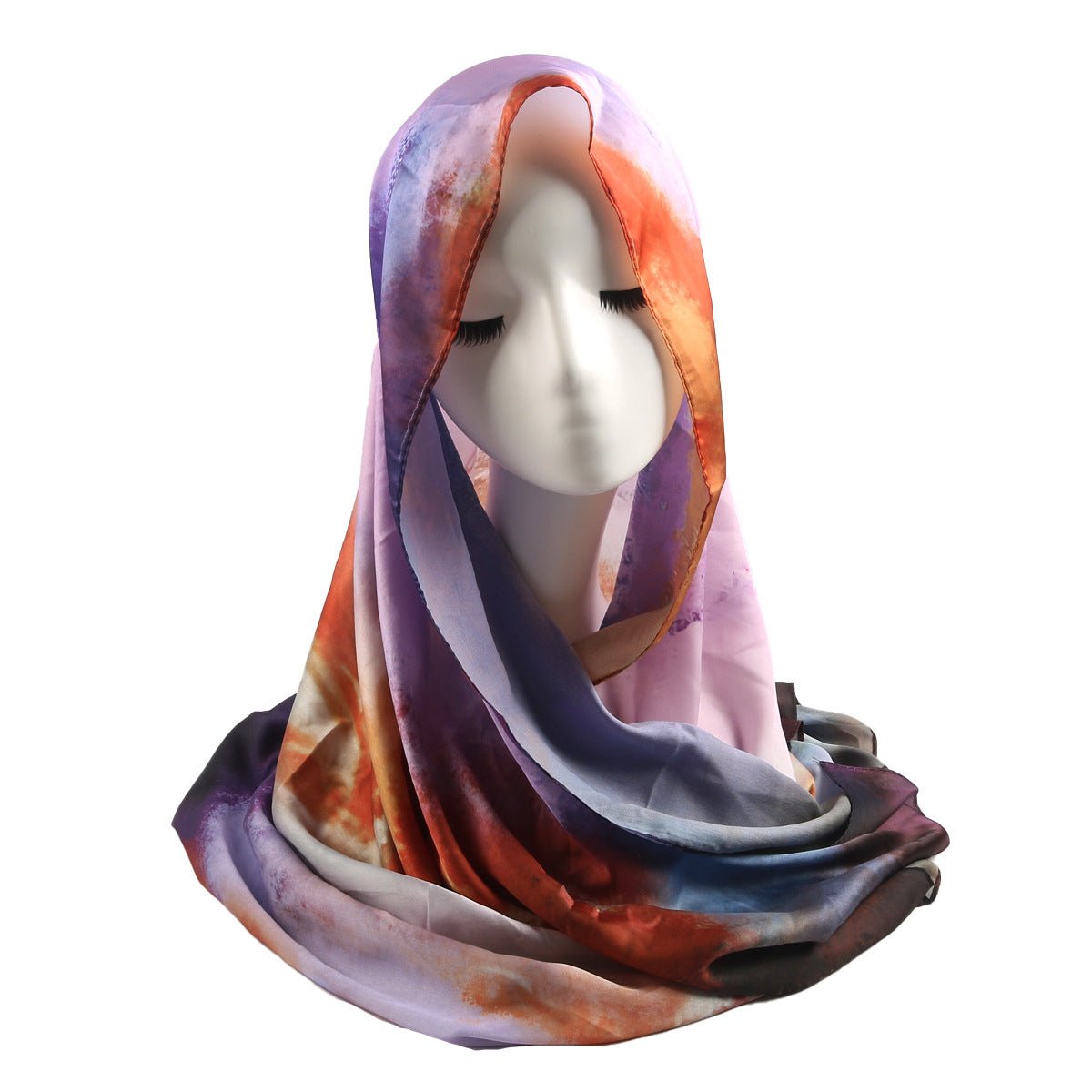 Elegant Satin Marble Print Hijab