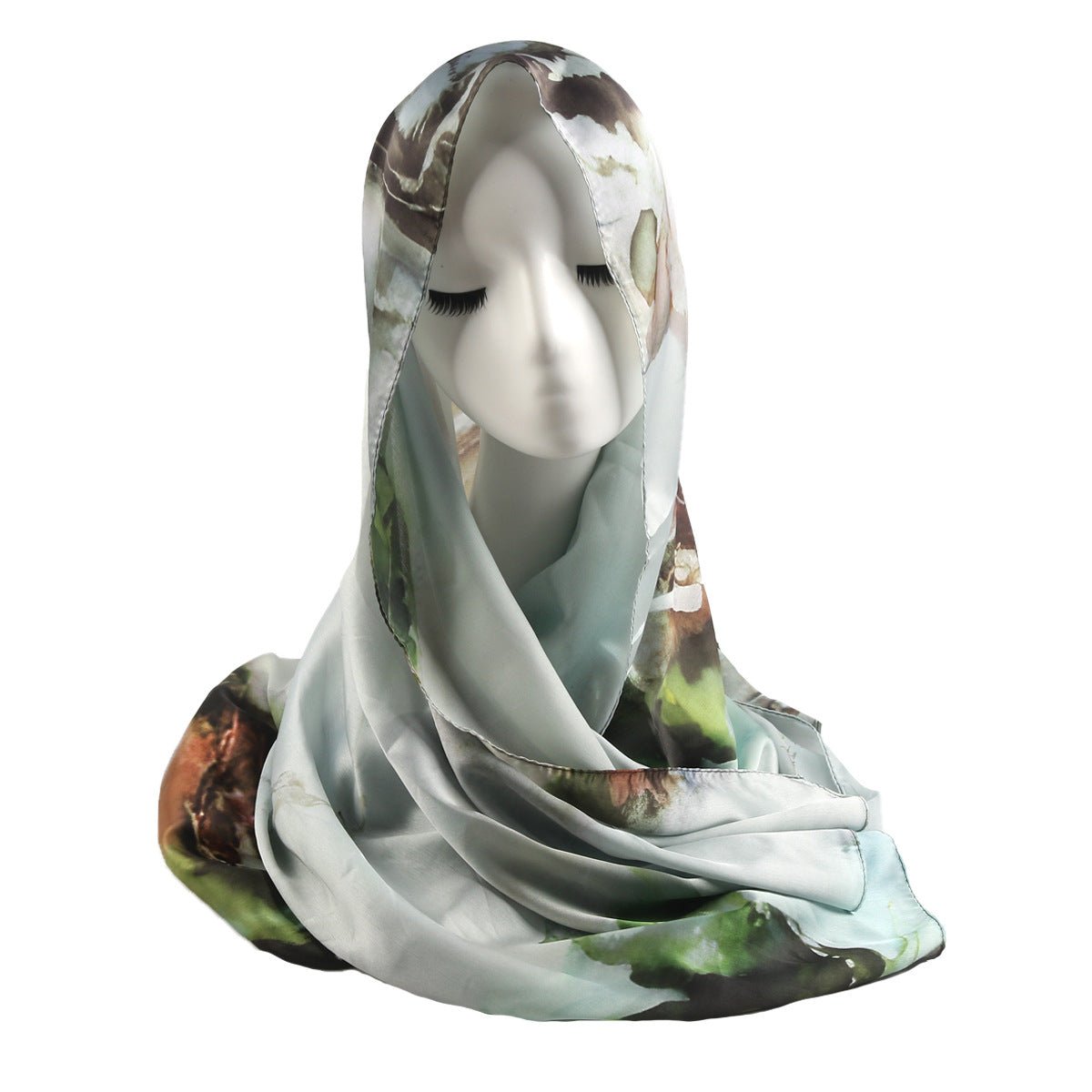 Elegant Satin Marble Print Hijab
