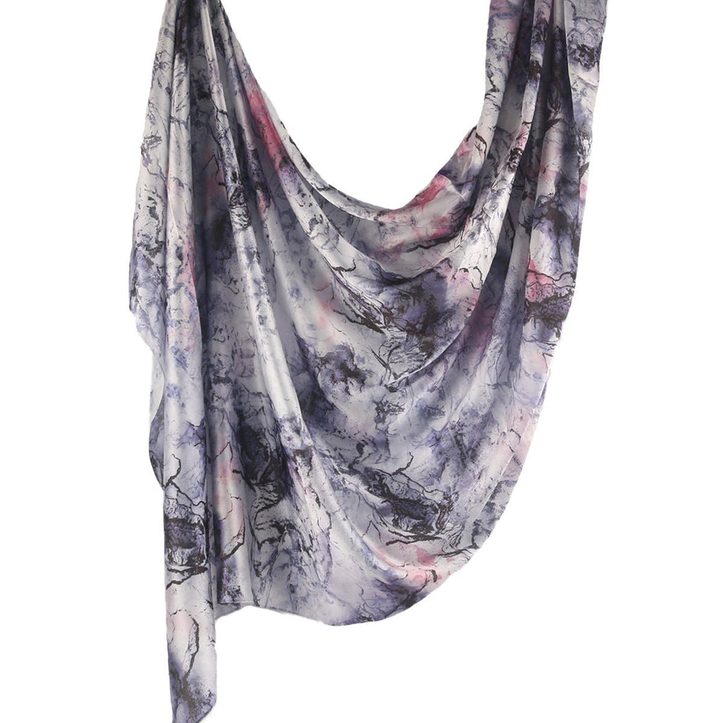 Elegant Satin Marble Print Hijab