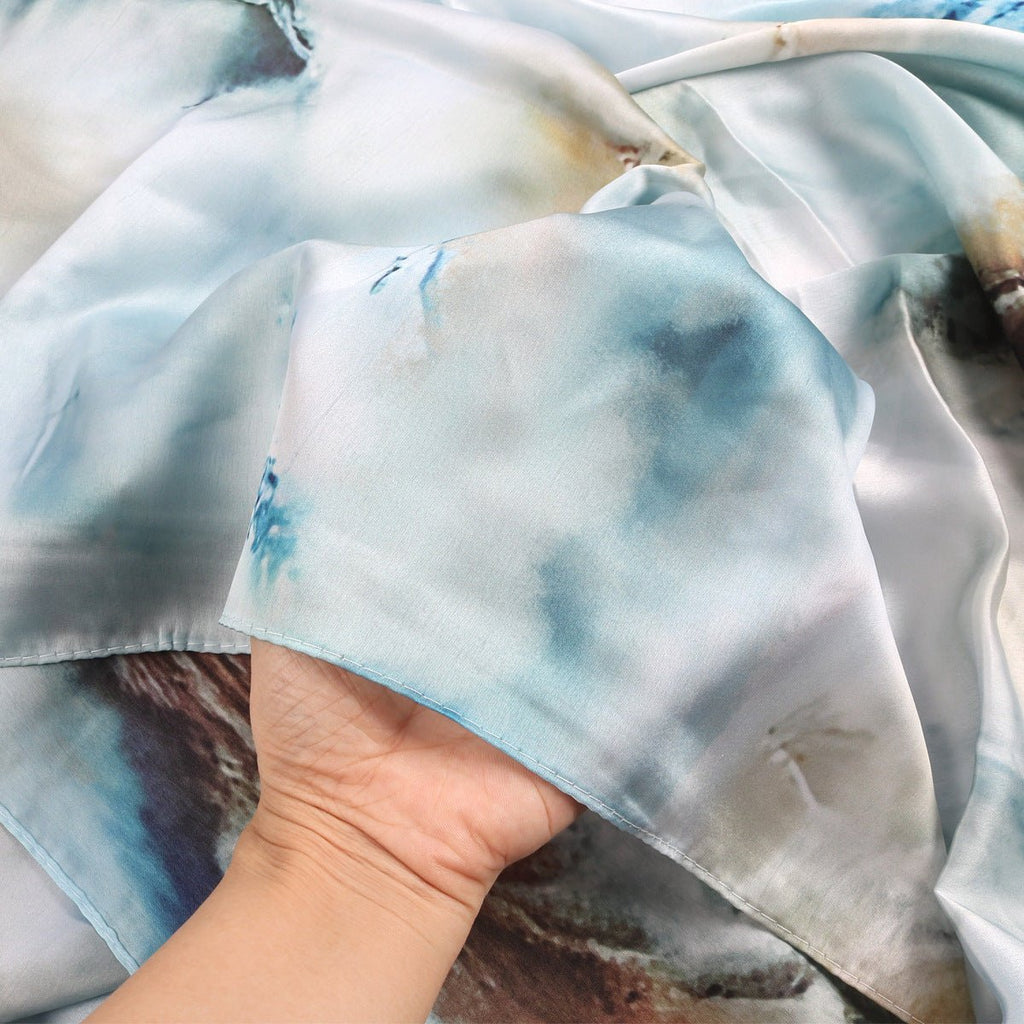 Elegant Satin Marble Print Hijab