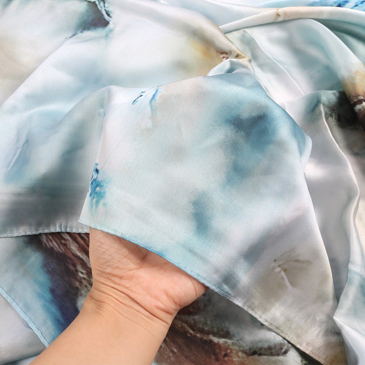 Elegant Satin Marble Print Hijab