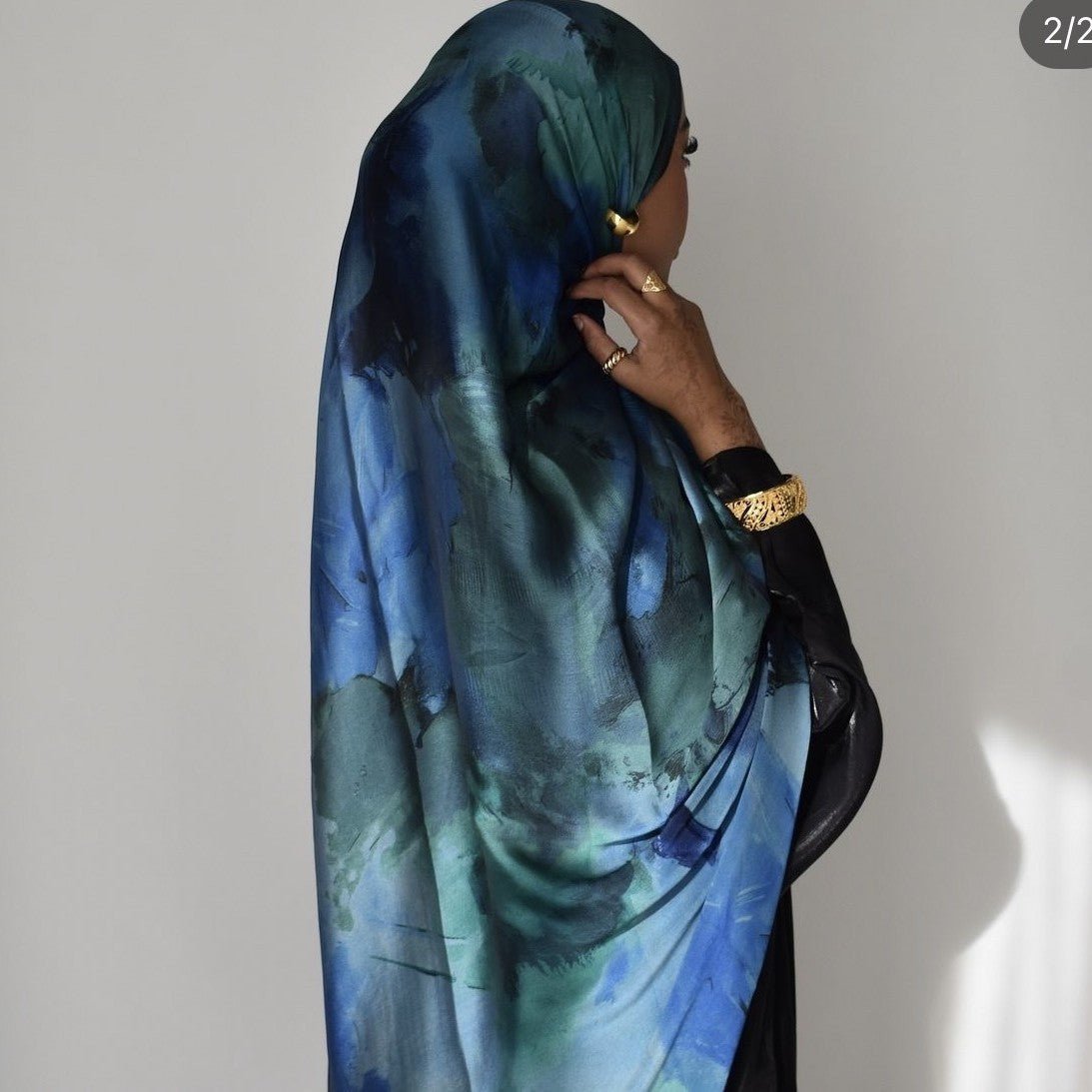 Elegant Satin Marble Print Hijab