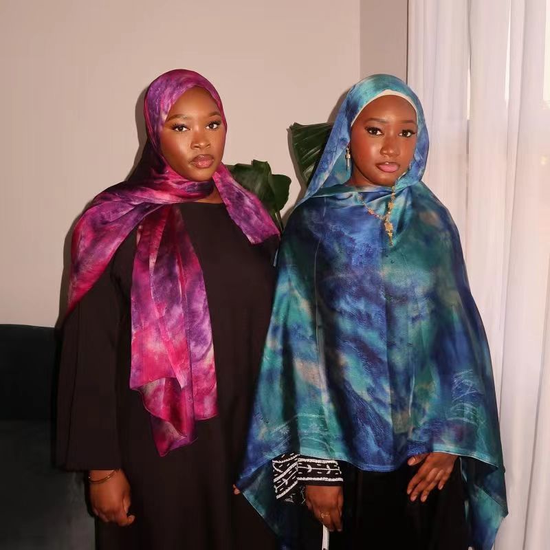 Elegant Satin Marble Print Hijab