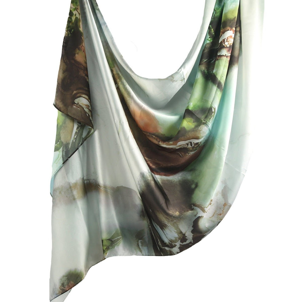 Elegant Satin Marble Print Hijab