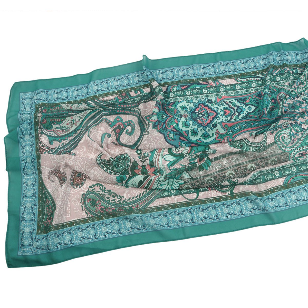 Elegant Printed Chiffon Bohemian Style Hijab Scarf Breathable Sun Protection