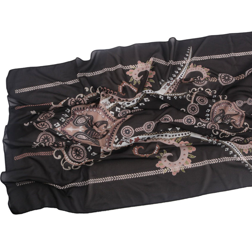 Elegant Printed Chiffon Bohemian Style Hijab Scarf Breathable Sun Protection