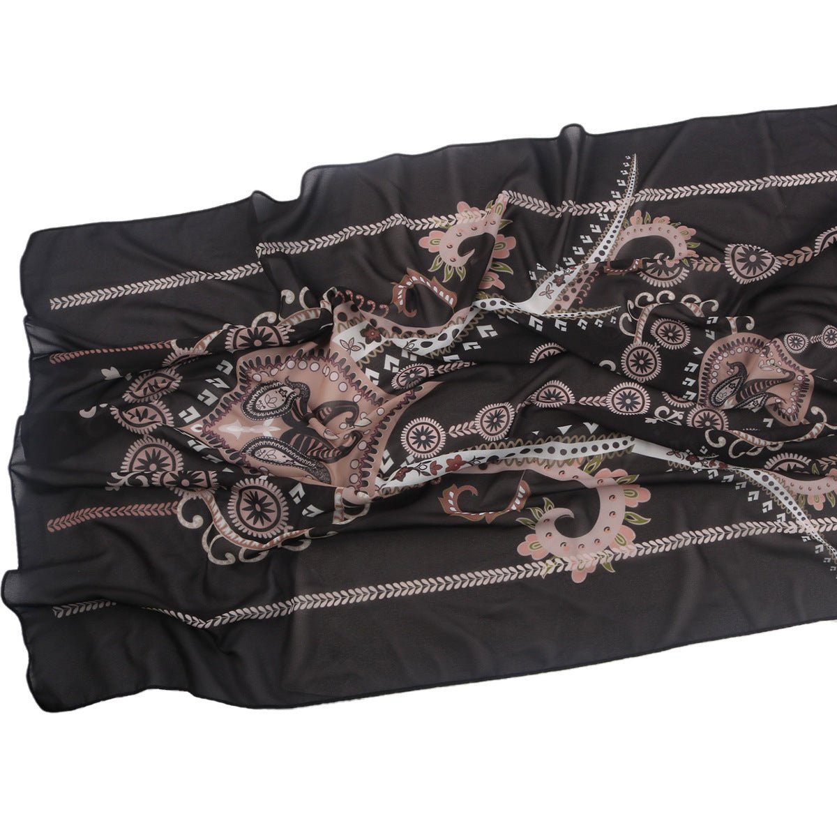 Elegant Printed Chiffon Bohemian Style Hijab Scarf Breathable Sun Protection