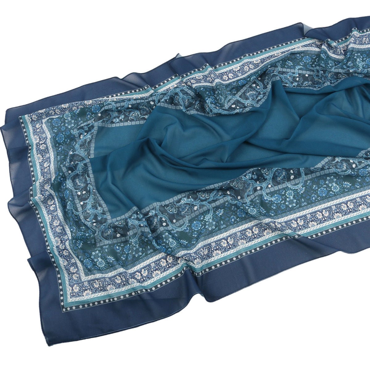 Elegant Printed Chiffon Bohemian Style Hijab Scarf Breathable Sun Protection