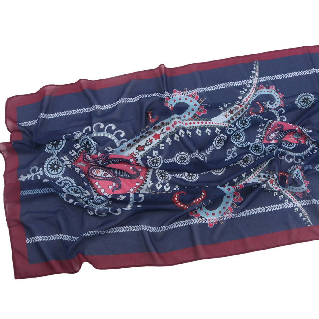 Elegant Printed Chiffon Bohemian Style Hijab Scarf Breathable Sun Protection