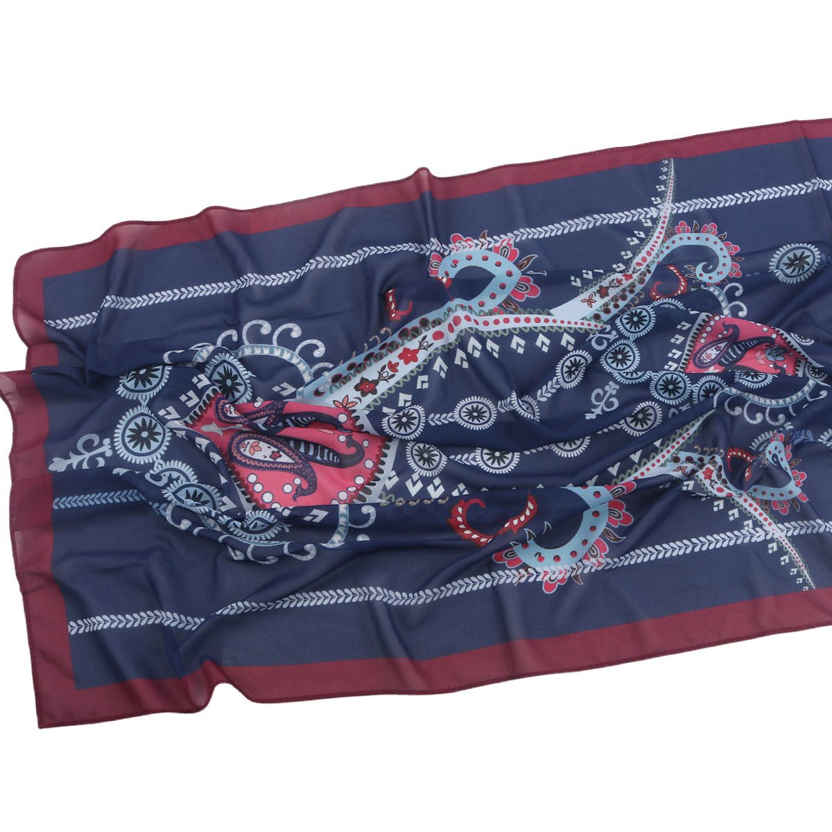 Elegant Printed Chiffon Bohemian Style Hijab Scarf Breathable Sun Protection