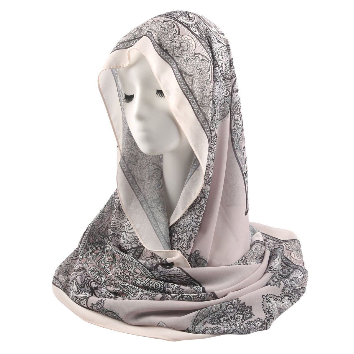 Elegant Printed Chiffon Bohemian Style Hijab Scarf Breathable Sun Protection