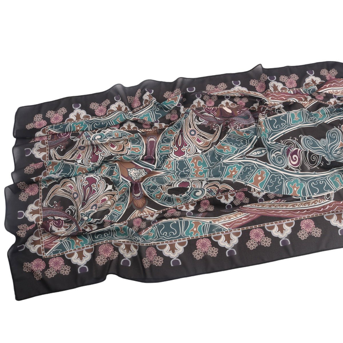 Elegant Printed Chiffon Bohemian Style Hijab Scarf Breathable Sun Protection