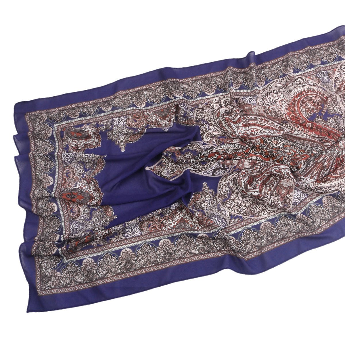 Elegant Printed Chiffon Bohemian Style Hijab Scarf Breathable Sun Protection