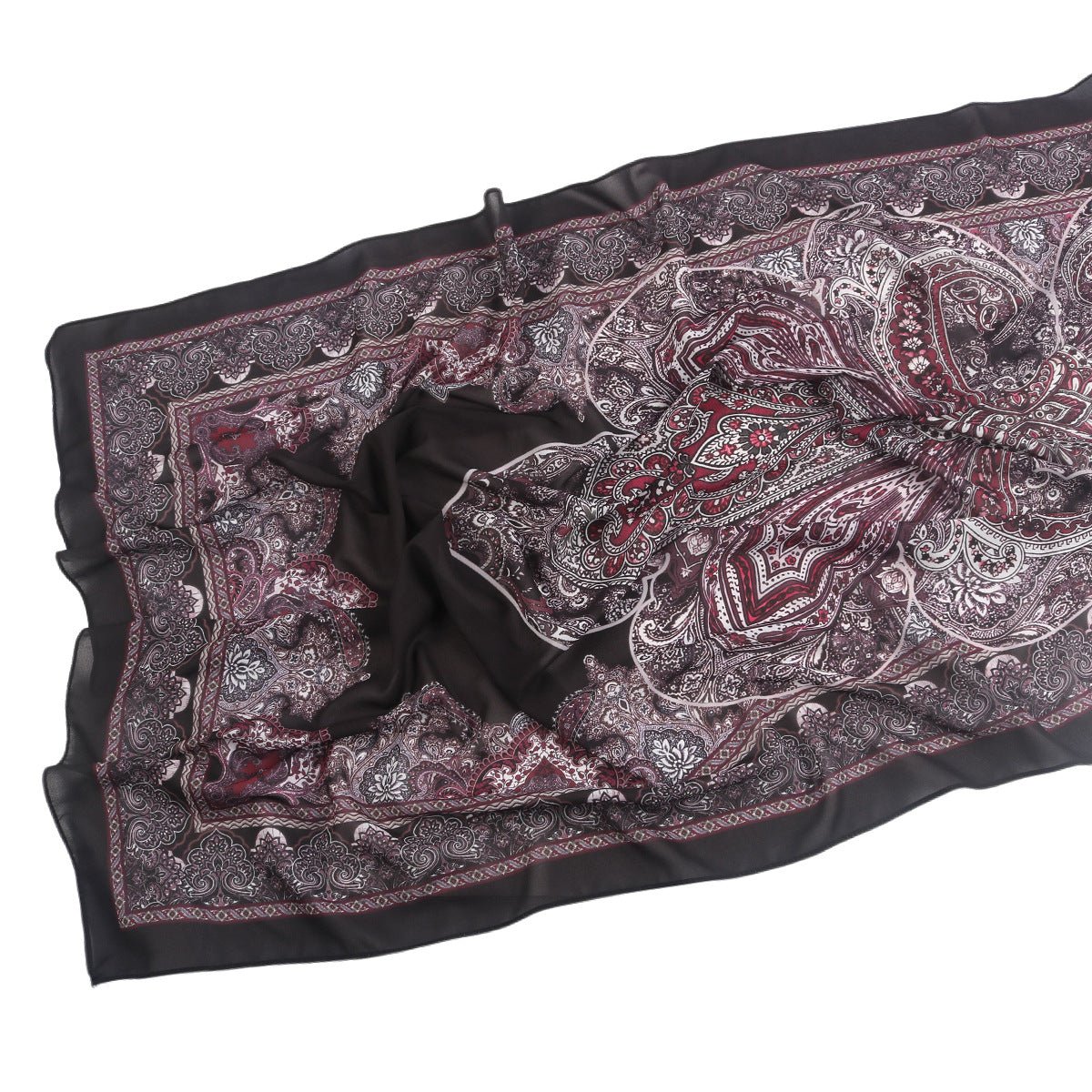 Elegant Printed Chiffon Bohemian Style Hijab Scarf Breathable Sun Protection