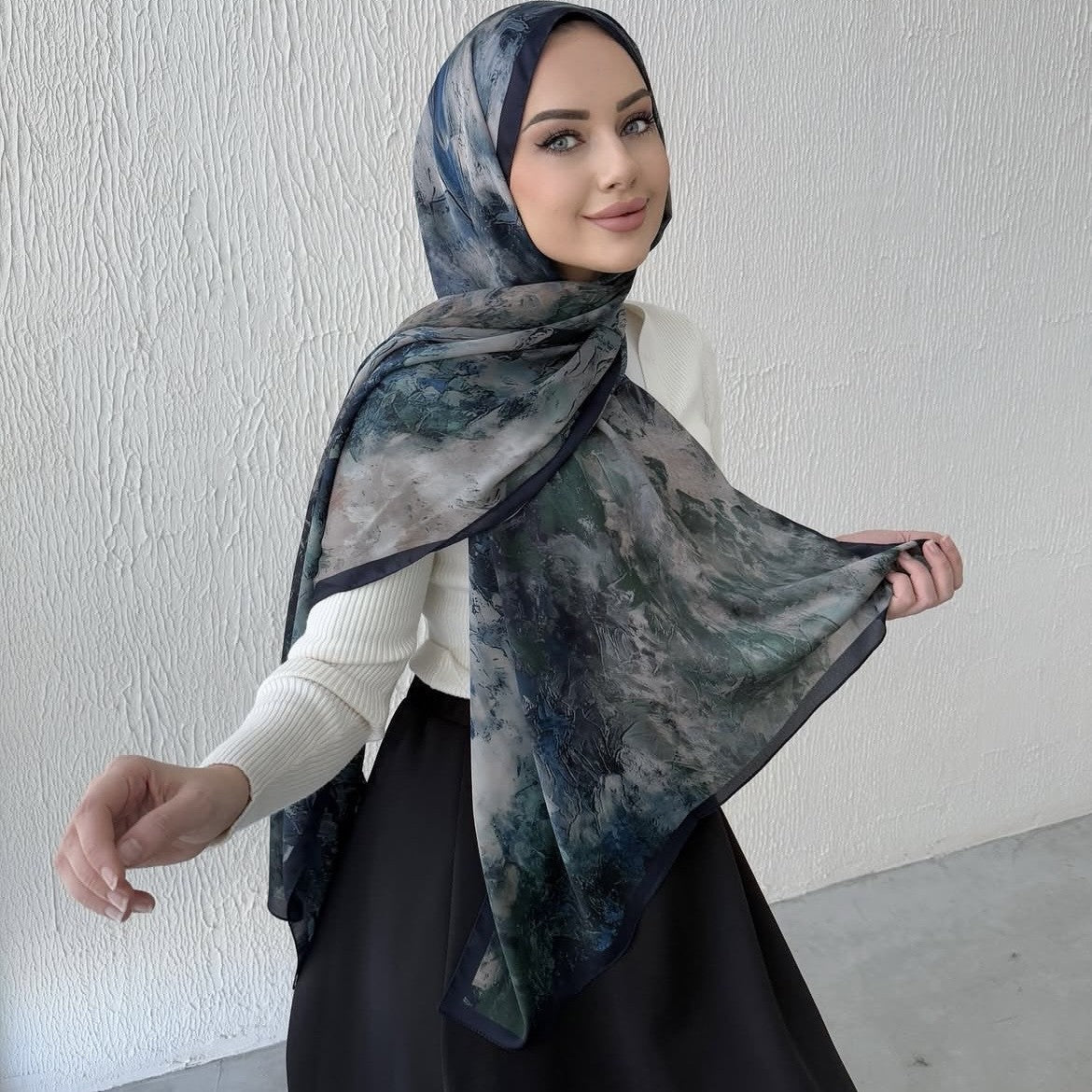 Elegant Printed Chiffon Bohemian Style Hijab Scarf Breathable Sun Protection