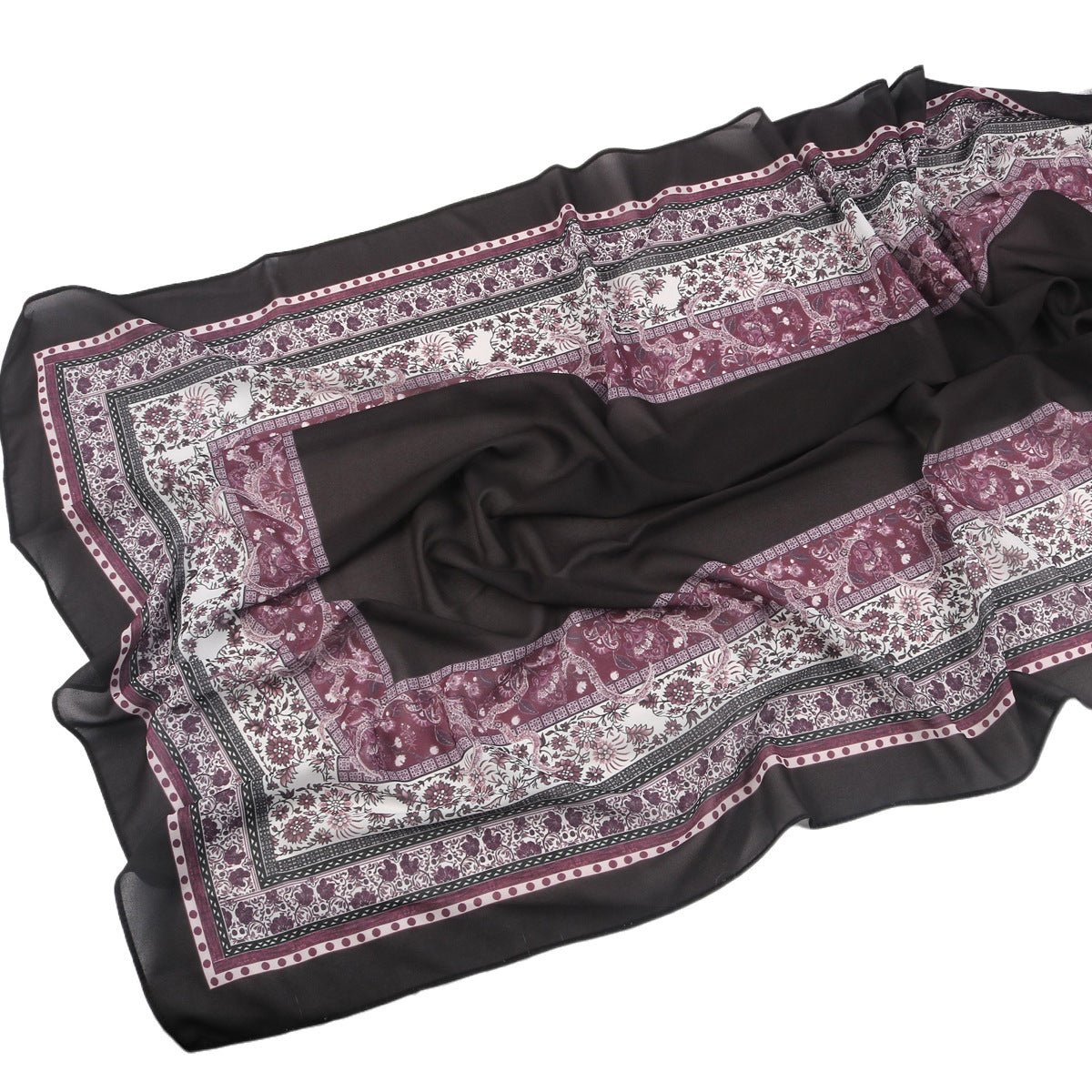 Elegant Printed Chiffon Bohemian Style Hijab Scarf Breathable Sun Protection