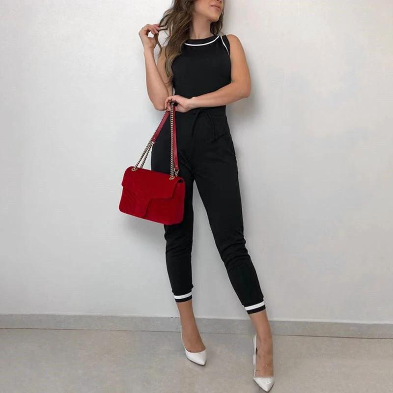 Chic Black & White Sleeveless Jumpsuit