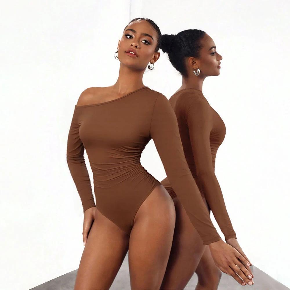 Women's Off-One Shoulder Long-Sleeved Bodysuit
