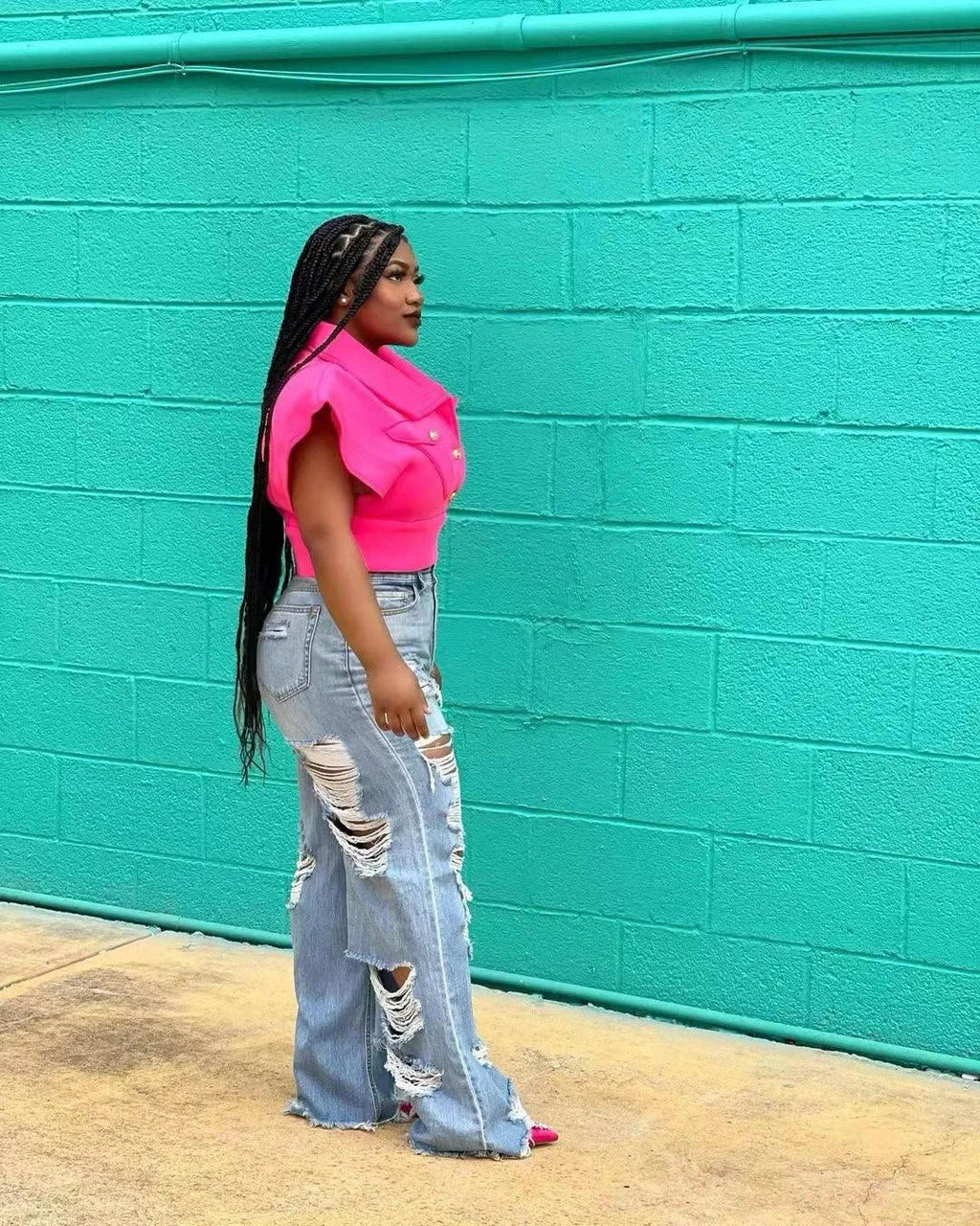 Women's Urban Flair High Waist Slim Fit Denim Jeans w/Button Fly