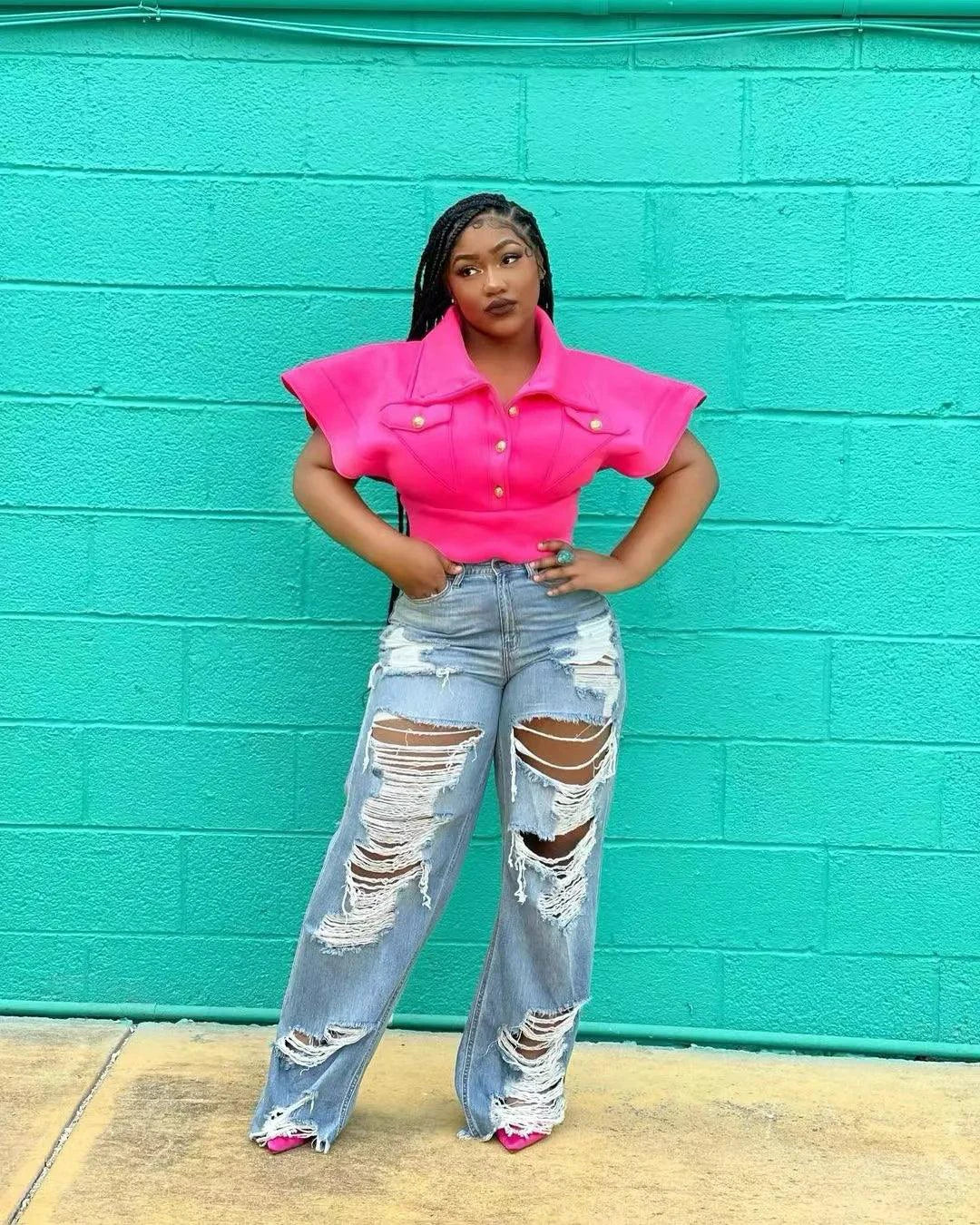 Women's Urban Flair High Waist Slim Fit Denim Jeans w/Button Fly