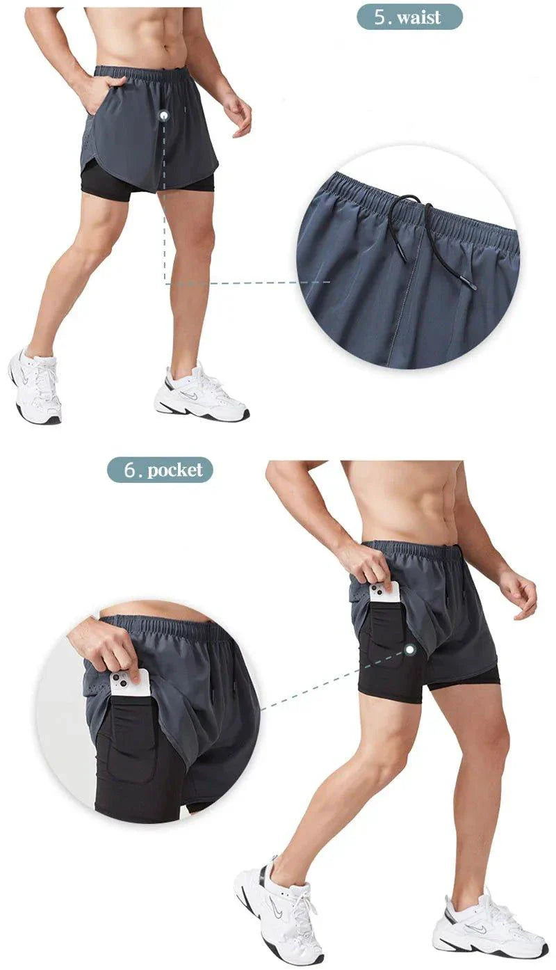 Men's Quick-drying Fitness Double Layer Shorts