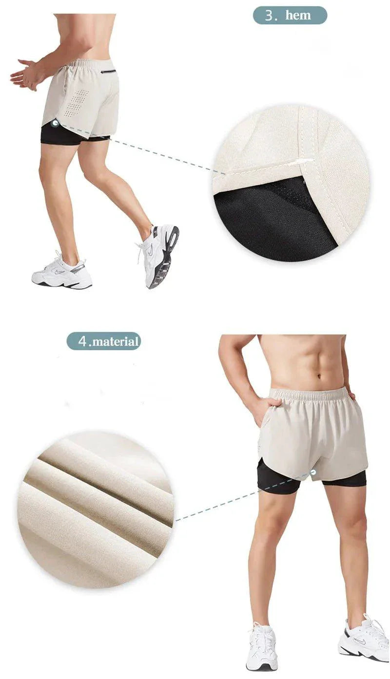 Men's Quick-drying Fitness Double Layer Shorts