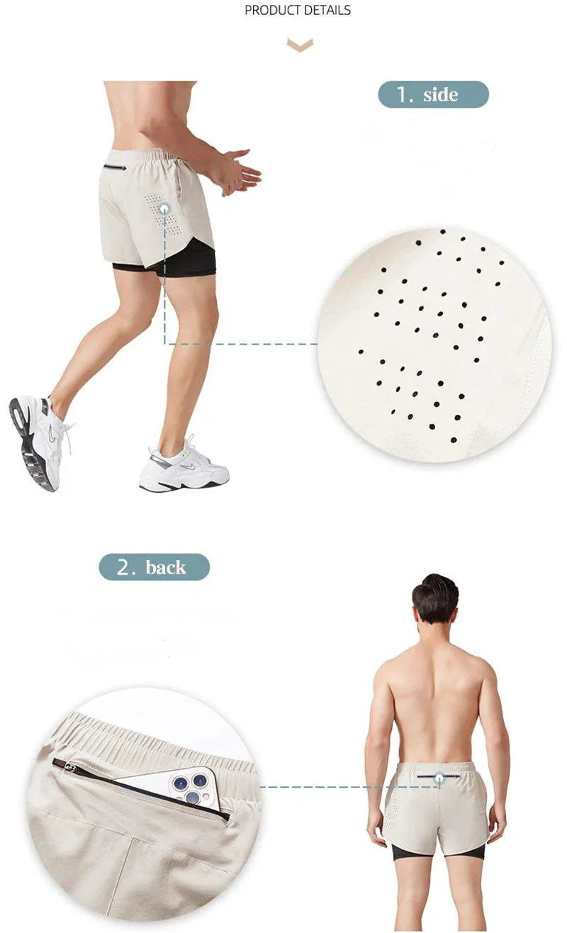 Men's Quick-drying Fitness Double Layer Shorts