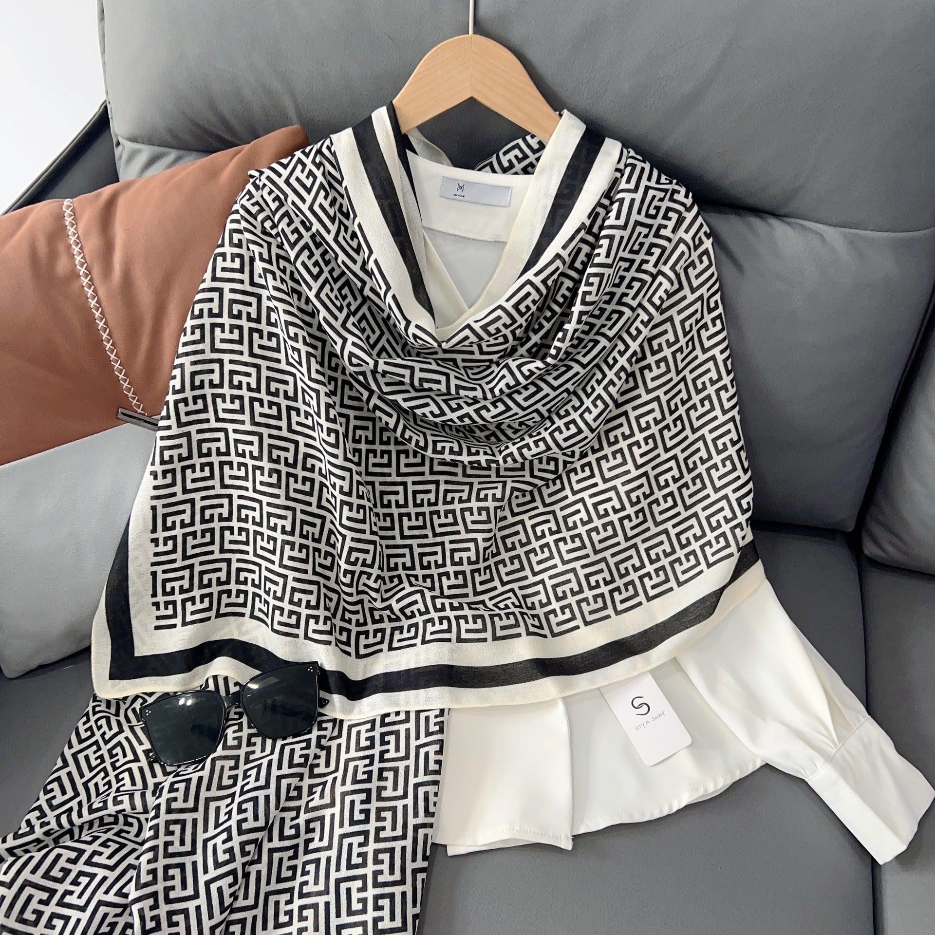 Lettered Rayon and Linen Hijab