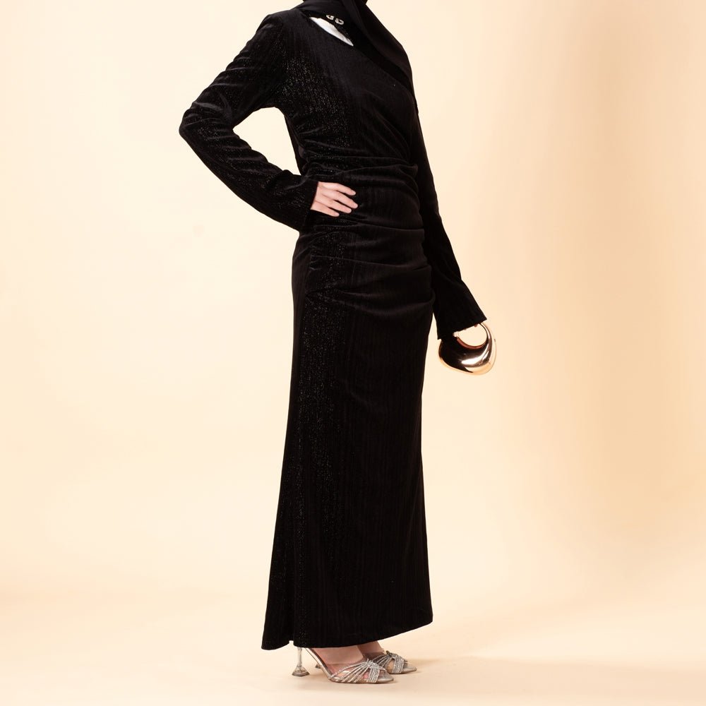 Shimmer Velvet Ruched Mermaid Gown