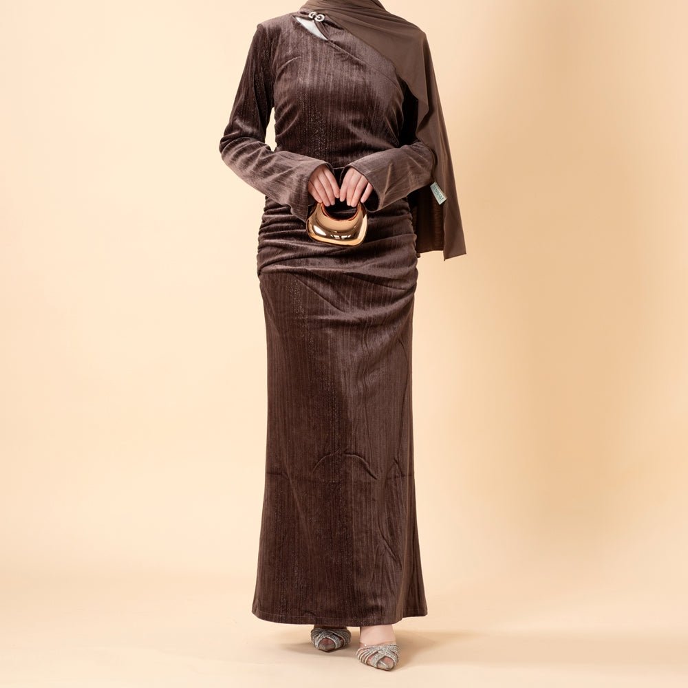 Shimmer Velvet Ruched Mermaid Gown