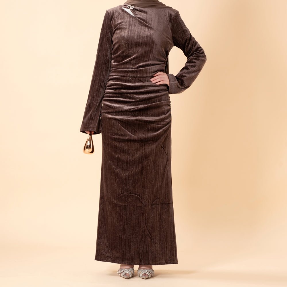 Shimmer Velvet Ruched Mermaid Gown