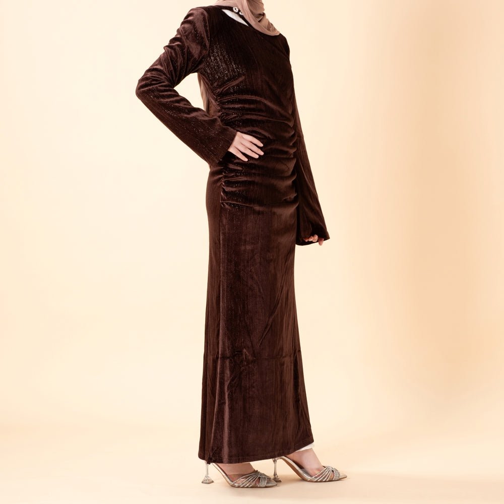 Shimmer Velvet Ruched Mermaid Gown