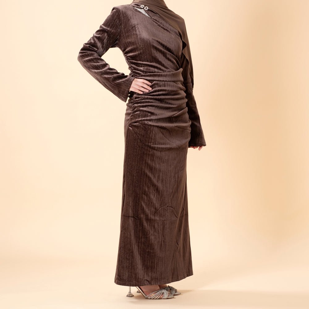 Shimmer Velvet Ruched Mermaid Gown