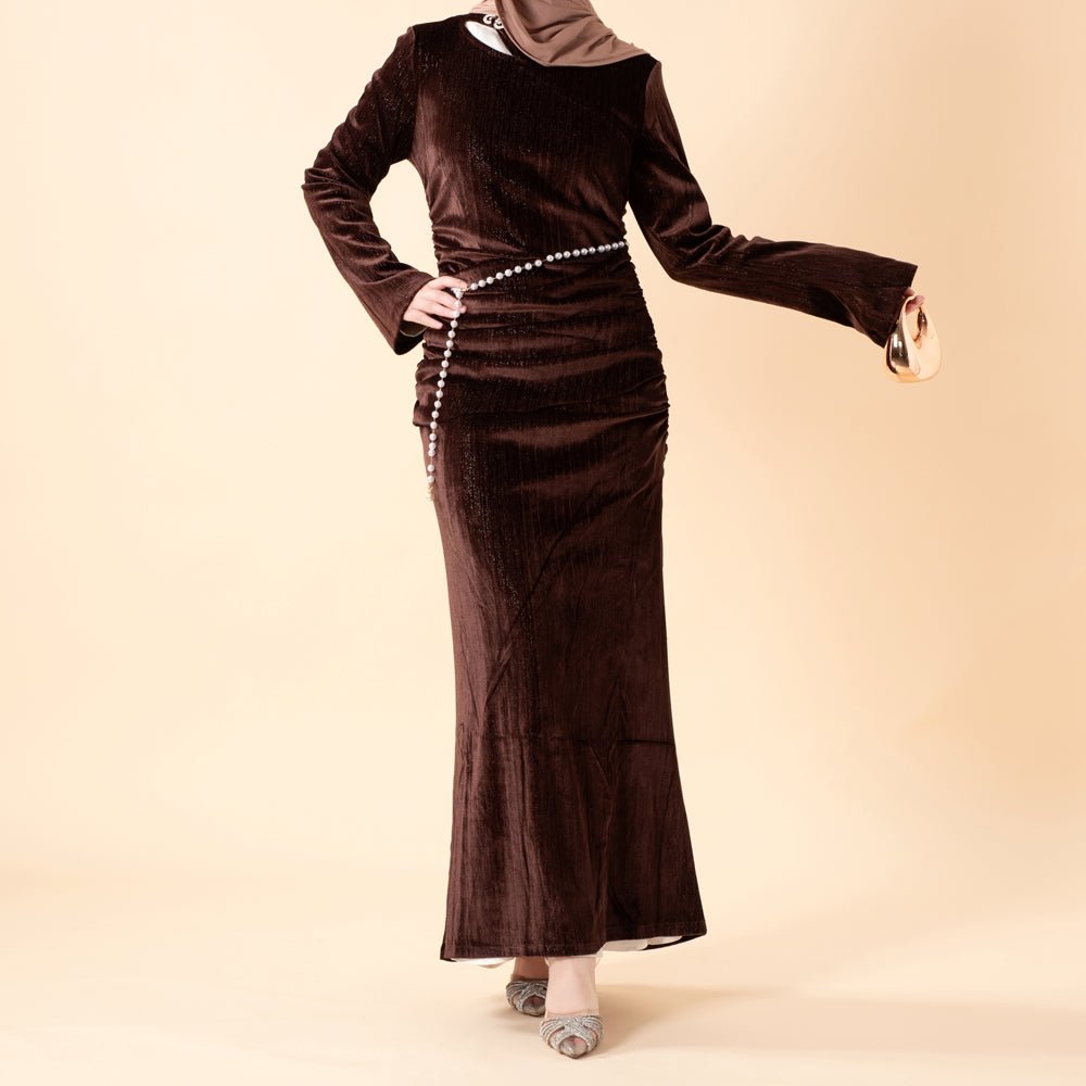 Shimmer Velvet Ruched Mermaid Gown
