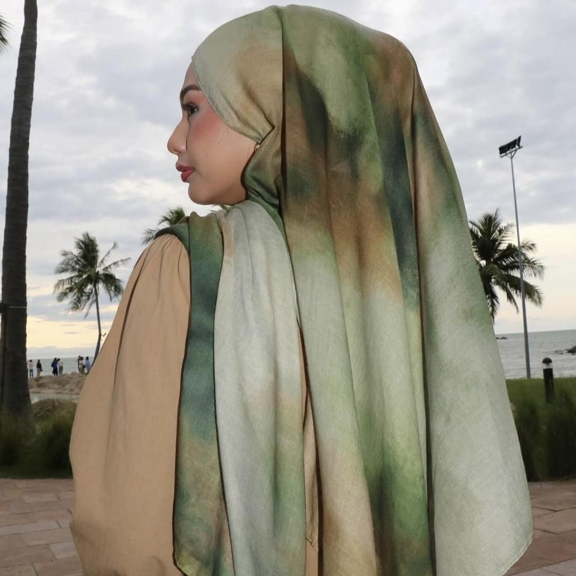 Marble Mist Watercolor Print Hijab