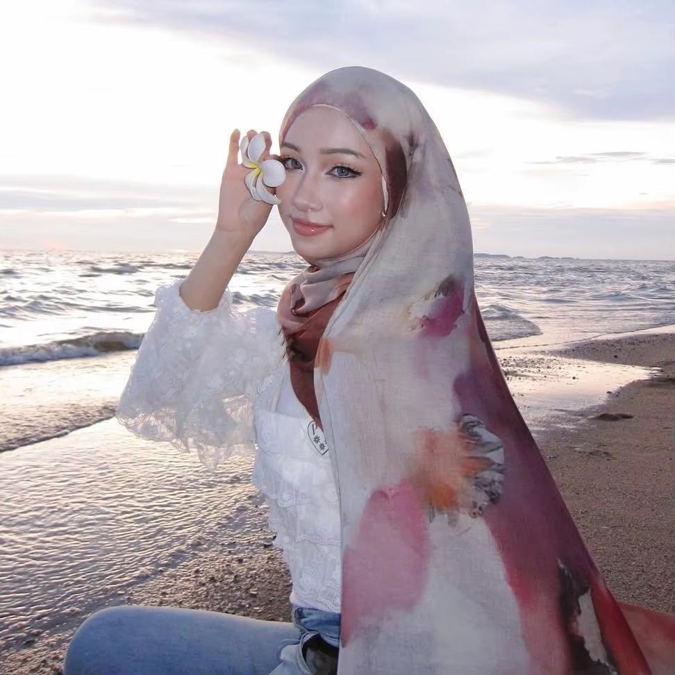 Marble Mist Watercolor Print Hijab