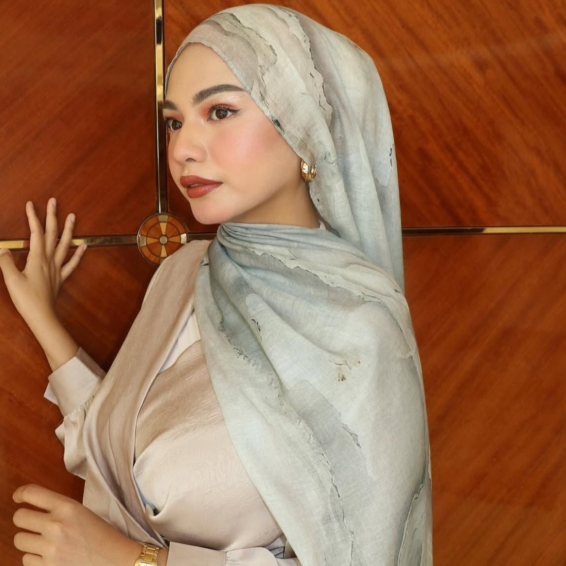 Marble Mist Watercolor Print Hijab